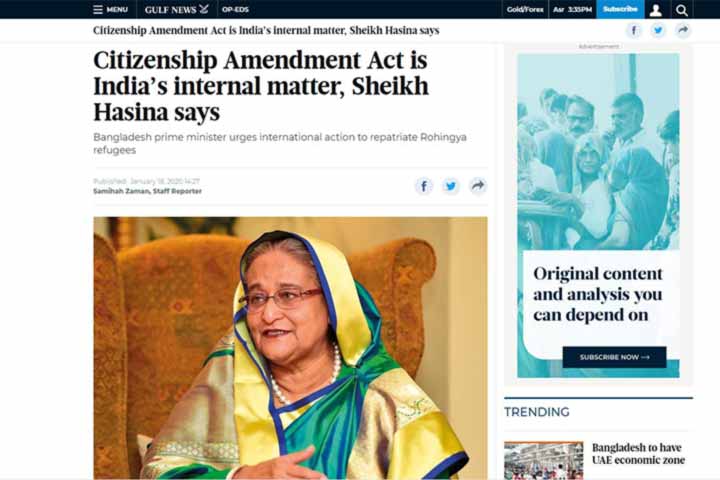 CAA was not necessary says Sheikh Hasina