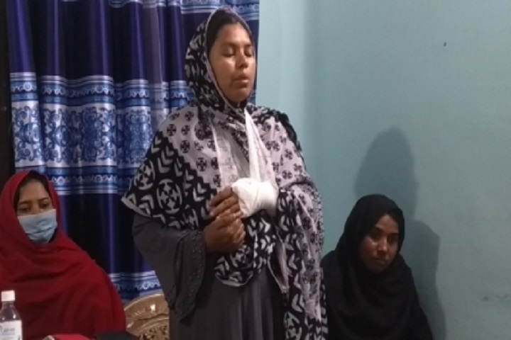 The victim is speaking at a press conference in Natore