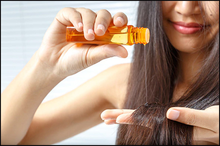 Use of mustard oil on hair.