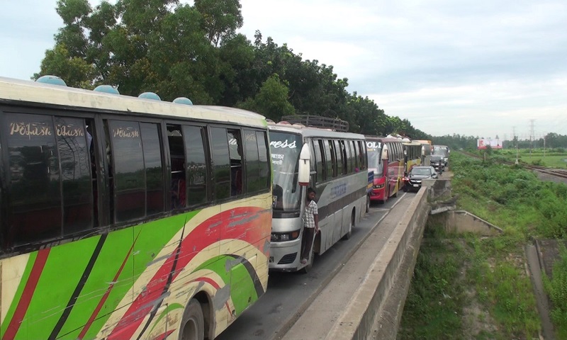 Traffic jam on Dhaka highway