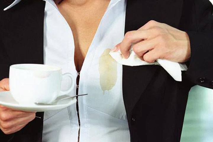 Tea-coffee stains on the shirt