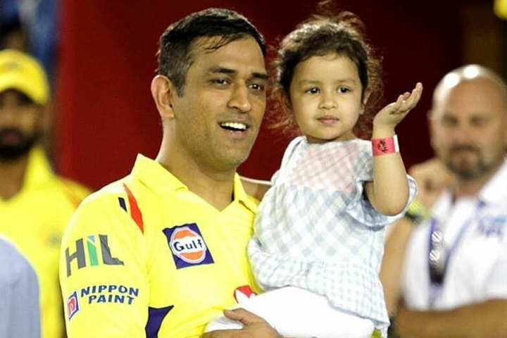 Mahendra Singh Dhoni and his daughter