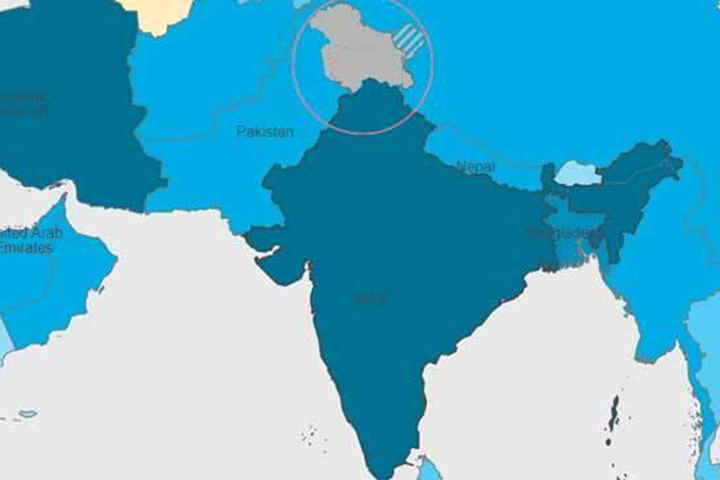 Apart from India, Jammu and Kashmir and Ladakh are on Hu's map