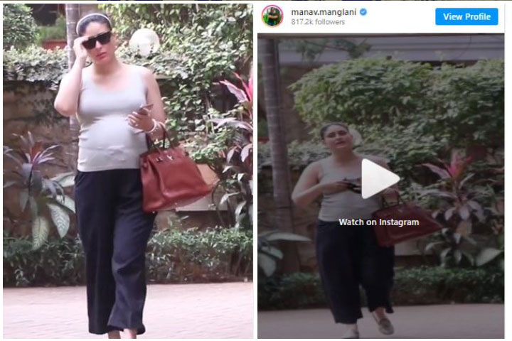 Kareena, seen, walking, around, streets, Mumbai, baby bump