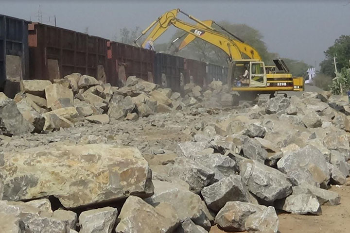 Obstacles to unload stones brought from India for work on Padma bridge at Faridpur