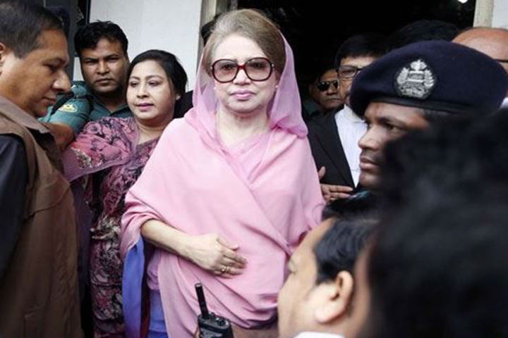 Khaleda Zia appeared in court through a lawyer