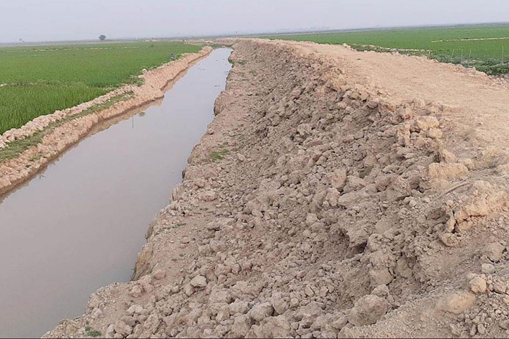 Thousands of farmers are smiling while digging a canal