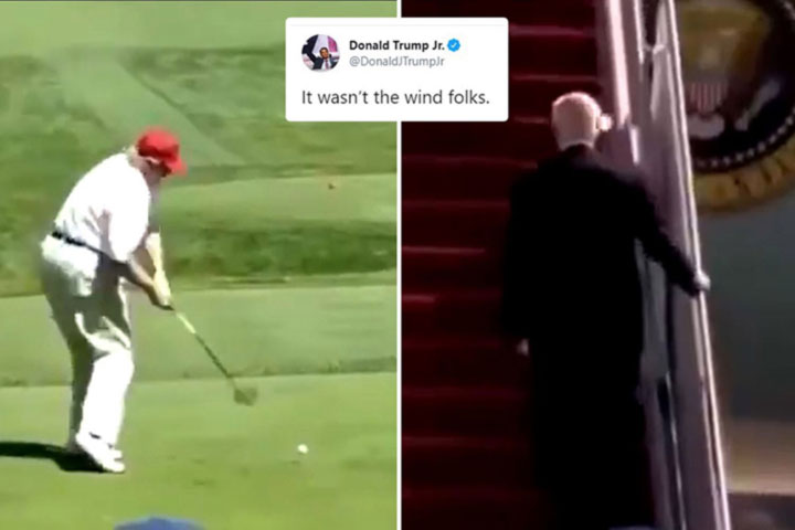 It wasn't the wind, Donald Trump Jr posts hilarious mock video