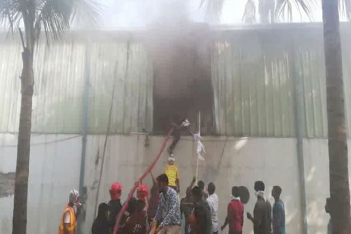 A fire broke out in a cotton factory at Konabari in Gazipur