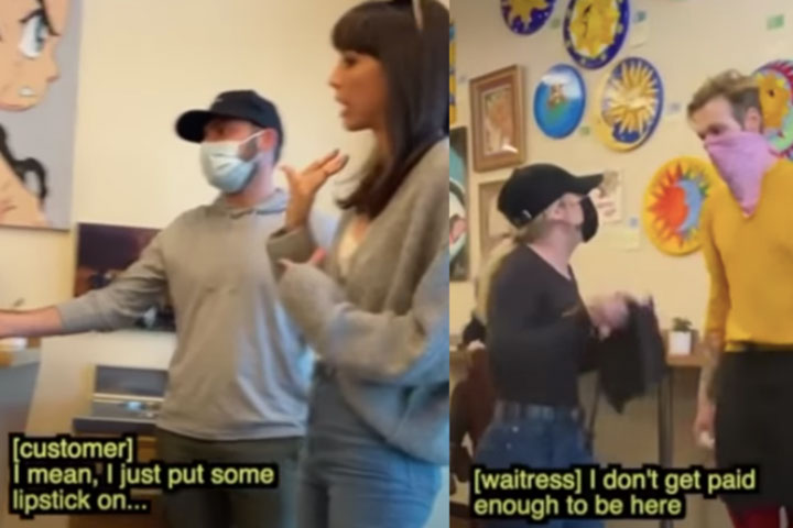 Waitress quits on the spot after customer refuses to put on a mask in a restaurant