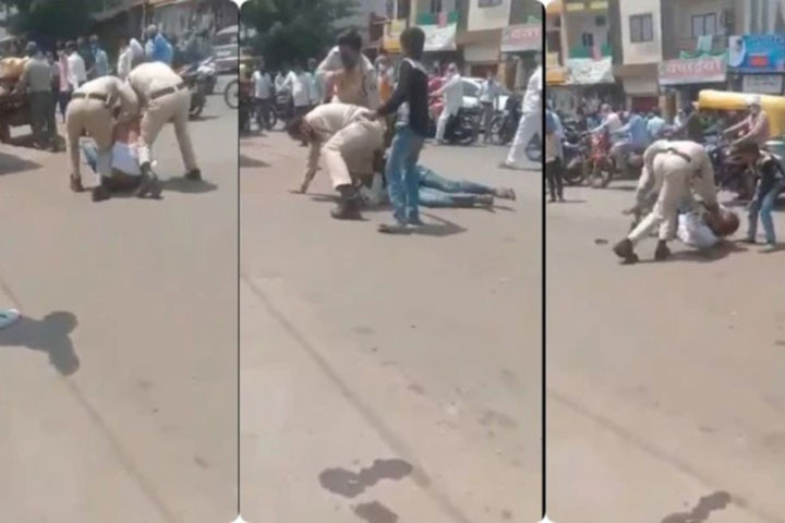 cops brutally thrash indore man for not wearing mask properly suspended