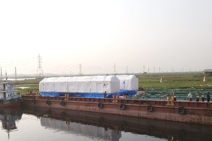The first shipment of Metrorail bogie came to Uttara