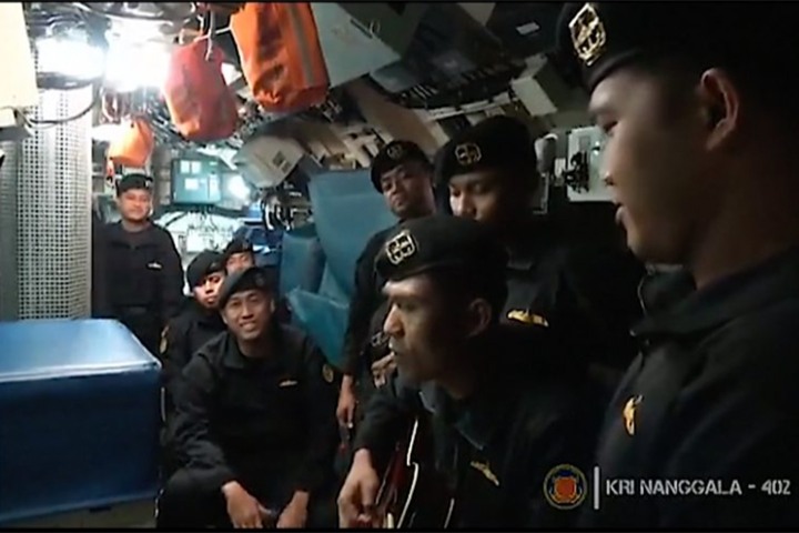 Indonesia submarine-Navy releases video of crew singing farewell song