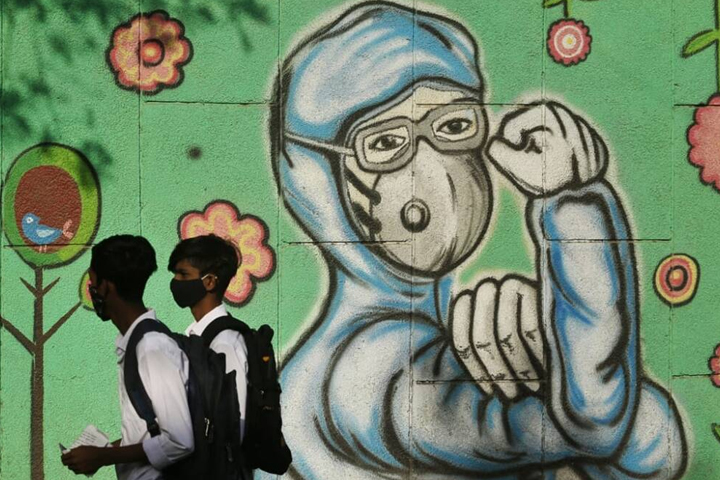 coronavirus india graffiti, rtv online
