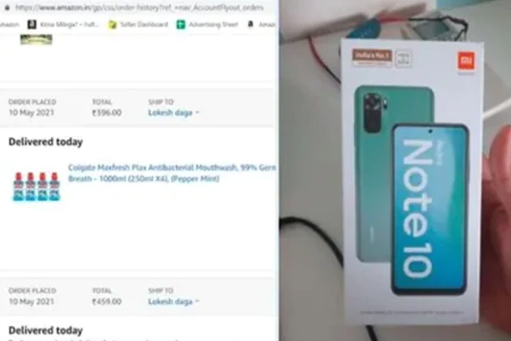 mumbai man places order for mouthwash on amazon gets redmi note 10 instead