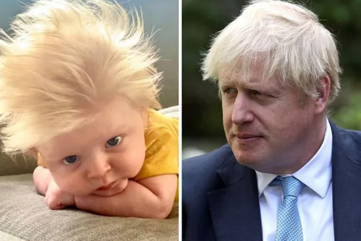 Baby called 'mini Boris Johnson' for his full head of blond hair