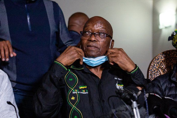 South Africa's former president Jacob Zuma hands himself over to police