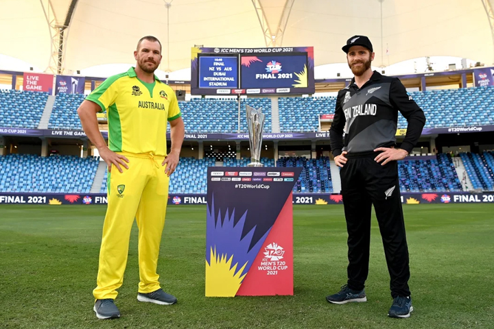 aaron-finch-and-kane-williamson, t20-world-cup-trophy, australia-vs-new-zealand-final, rtv online