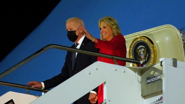 Biden lands in Europe with domestic spending plans in limbo