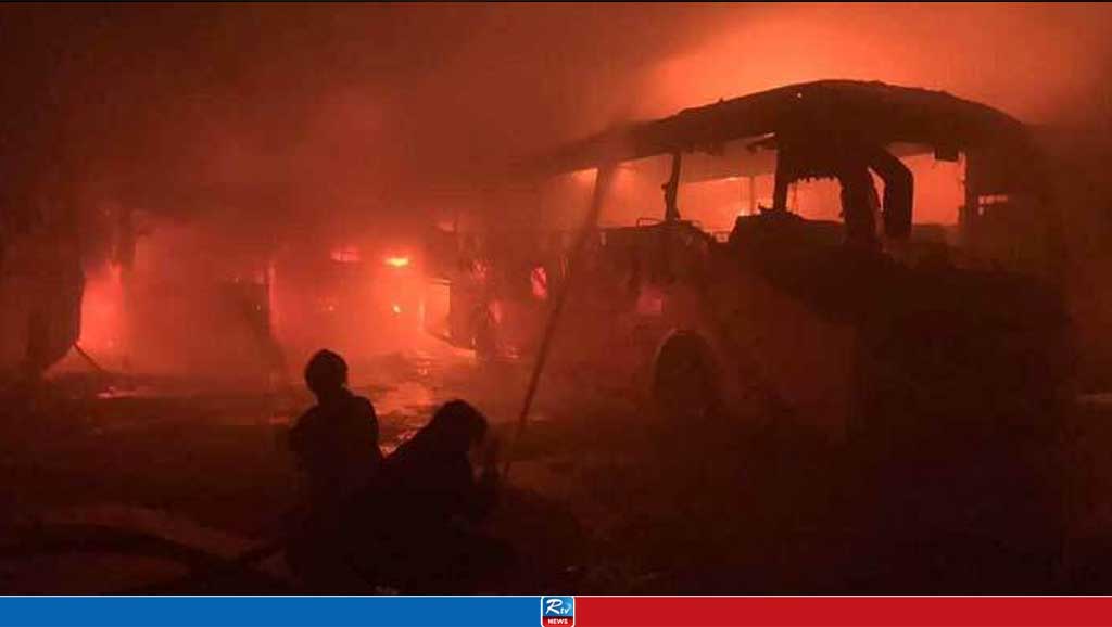 Fire breaks out in several parked buses in Dhaka's Demra